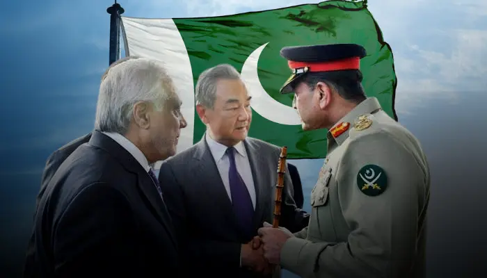Chief of Army Staff Field Marshal Asim Munir (right) shakes hand with Chinese Foreign Minister Wang Yi in Islamabad on August 22, 2025. — ISPR